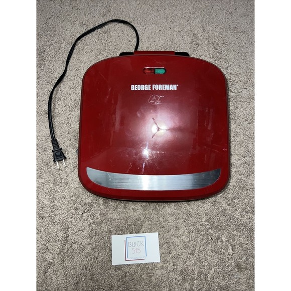 George Foreman Red Grill Pre-owned 4 Servings Removable Plate Grill WORKS GREAT - Picture 1 of 3